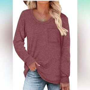 Women’s Burgundy Long Sleeve Top